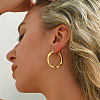 Stainless Steel Classic Elegant Irregular Texture Large Ring Hoop Earrings BQ0961-1-7