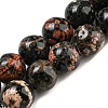 Natural Red Snowflake Obsidian Round Beads Strands G-P503-8MM-06-1