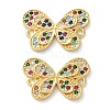 Rack Plating Brass Cubic Zirconia Butterfly Connector Charms KK-C084-31A-G02-1