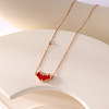 Red Acrylic & Mozambique Diamond Bear Pendant Necklaces DX5935-2