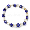 5Pcs 5 Style Natural Quartz Crystal & Lampwork Evil Eye & Seed Beaded Stretch Bracelets Set BJEW-JB09616-04-3