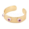 Evil Eye Brass Enamel Wide Open Cuff Bangles for Women BJEW-S147-08G-01-2