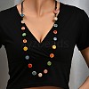 Bohemian Handmade Colorful Porcelain Beaded Waxed Cord Long Necklaces for Women FS-WGF474B-02-1