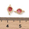 Brass Cubic Zirconia Flat Round Connector Charms KK-H204-02KCG-05-3
