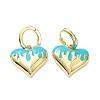 Heart Real 18K Gold Plated Brass Enamel Hoop Earrings EJEW-P192-01G-2