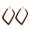 Brass Rhombus Hoop Earrings LS-EJEW-A121-12E-G-2