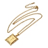 201 Stainless Steel Cable Chain Rectangle with Letter Pendant Necklaces NJEW-M070-01G-T-2