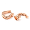 Rack Plating Brass Micro Pave Clear Cubic Zirconia U-Shaped Fold Over Clasps KK-K349-13RG-2