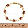 Heart & Oval Brass Micro Pave Cubic Zirconia Link Chain Bracelets for Women BJEW-A163-03G-02-5