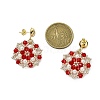 Flower Handmade Glass Seed Beads & Shell Pearl Dangle Stud Earrings EJEW-MZ00361-4