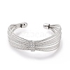 Clear Cubic Zirconia Multi-Strand Open Cuff Bangle BJEW-F445-15P-1