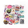 50Pcs Inspirational Health Theme Cartoon English Word Paper Sticker Label Set DIY-G076-02-1