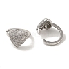 Rack Plating Brass Micro Pave Clear Cubic Zirconia Heart Cuff Earrings for Women EJEW-P280-19P-2