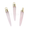 Natural Rose Quartz Brass Pendants G-B025-02LG-06-1