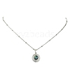 304 Stainless Steel Natural Paua Shell Pendant Satellite Chain Necklaces NJEW-JN06446-02-4