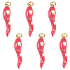 6Pcs Brass Enamel Pendants KK-SW0001-08D-1
