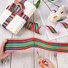 2Rolls 2 Styles Stripe Pattern Printed Polyester Grosgrain Ribbon OCOR-TA0001-37J-12