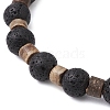 2Pcs Natural Lava Rock & Rudraksha & Coconut & Howlite Beads Stretch Couples Bracelets BJEW-JB11329-5