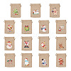 30Pcs 15 Styles Rectangle Jute Cloth Storage Pouches ABAG-KS0001-03-1