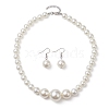 Round ABS Plastic Imitation Pearl Beads Necklace and Dangle Earring Sets for Women SJEW-JS01305-1