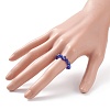 Lampwork Evil Eye & Glass Beaded Stretch Finger Ring for Women RJEW-JR00483-01-3