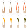 4 Pair 4 Color Resin & Wood Dangle Earrings EJEW-AB00042-1
