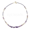 Natural Amethyst & Pearl Beaded Necklaces NJEW-L119-09G-2