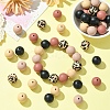 50Pcs 5 Styles Round Silicone Focal Beads SIL-YW0001-34A-5