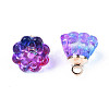 Transparent Spray Painted Glass Charms GLAA-S054-27A-3