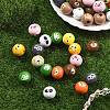 100Pcs 10 Styles Animal Themes Printed Wood European Beads WOOD-YW0001-87-4