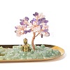 Natural Amethyst Money & Rose Quartz Tree Buddha Sculpture Set Incense Burner & Natural Green Aventurine on Trays for Wealth DJEW-G027-19RG-08-3