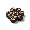 Paw Print with Leopard Print Pattern Silicone Focal Beads SIL-G011-01B-2