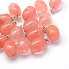 Oval Dyed Cherry Quartz Glass Pendants G-Q433-12-1