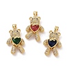 Brass Cubic Zirconia Pendants KK-G453-03G-1