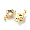 Rack Plating Brass Pave Clear Cubic Zirconia Connector Charms KK-Z039-39G-2