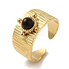 6Pcs 6 Style Rectangle & Horse Eye & Half Round 304 Stainless Steel Open Cuff Rings Set RJEW-P092-03G-M-4