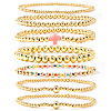 7Pcs Brass Round Beaded Bracelets for Women SB9067-3-1