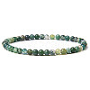 4mm Round Natural Moss Agate Beads Bracelet for Men KG3069-1-1