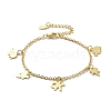 201 Stainless Steel Elephant & Leaf & Word OK Charms Bracelet with 304 Stainless Steel Chains for Women BJEW-C019-29G-1