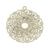 Tibetan Style Alloy Hollow Flat Round Big Pendants TIBEP-2564-AS-LF-2