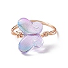 Glass Butterfly Beaded Finger Rings RJEW-JR00537-6