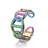 Rainbow Color Ion Plating(IP) 304 Stainless Steel Hollow Open Cuff Ring for Women RJEW-A005-25MC-2