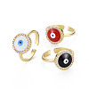 Flat Round with Evil Eye Enamel Lucky Cuff Ring RJEW-N035-084-NF-1