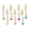 Natural White Mother of Pearl Shell & Synthetic Turquoise Starfish Pendant Decorations HJEW-JM02986-1