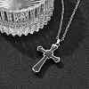 304 Stainless Steel Black Enamel Cross Urn Ashes Necklaces STAS-Z106-05P-2