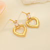 Brass Clear Cubic Zirconia Heart Stud Earrings JP3857-3