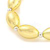 Rack Plating Oval Brass & ABS Imitation Pearl Beaded Bracelets for Women BJEW-P322-09G-2