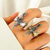 Dragon Alloy Open Cuff Rings for Women Men RJEW-A045-02AS-1