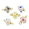 Transparent Evil Eye Glass Connector Charms PALLOY-JF02209-1