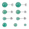 FIBLOOM 3 Pairs 3 Styles Natural Green Aventurine Round Stud Earrings with 925 Sterling Silver Pins EJEW-FI0002-16-1